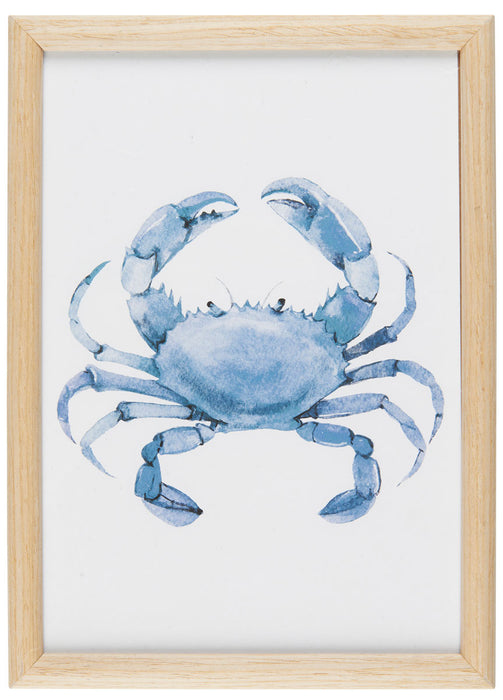 Vintage Wandbild Sylt Motiv Krebs 20x28cm Holzrahmen Glas-Scheibe maritime Deko