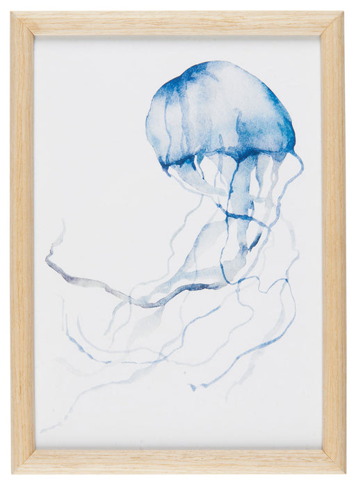 Vintage Wandbild Sylt Motiv Qualle 20x28cm Holzrahmen Glas-Scheibe maritime Deko