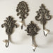 2x Vintage Kleiderhaken 15x7cm Braun Blume Garderobenhaken Wandhaken