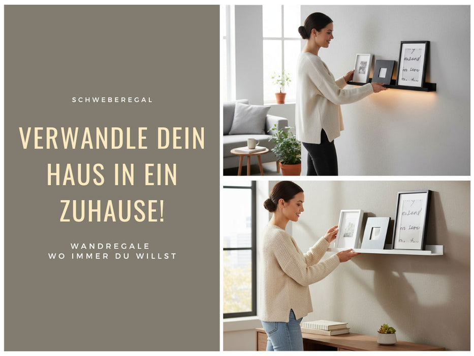 Wandregal Wandboard Freja 2´er Set 45cm Schwarz Deko Regal Schweberegal Küchenregal