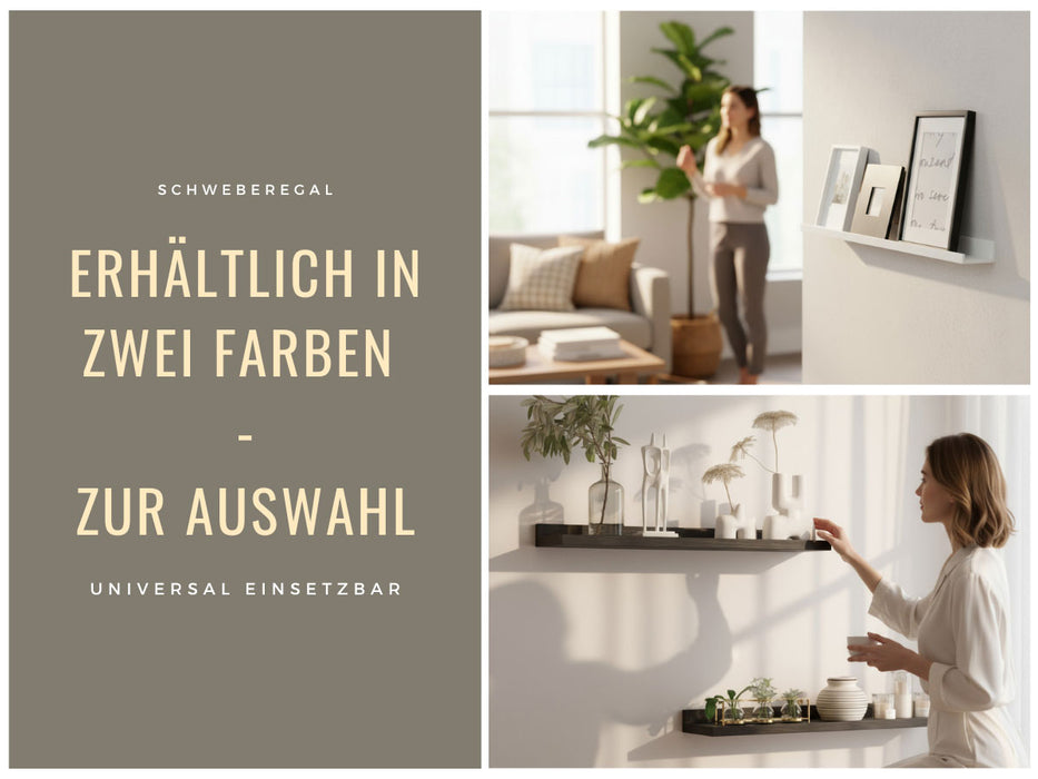 Wandregal Wandboard Freja 2´er Set 45cm Schwarz Deko Regal Schweberegal Küchenregal