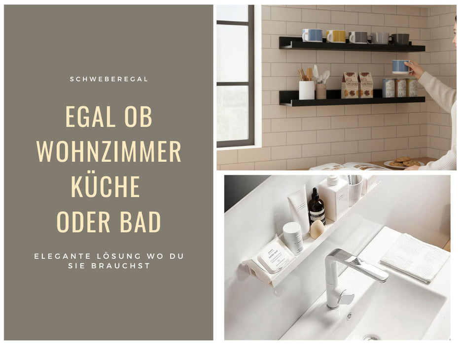 KI-generiertes Bild,Wandregal Wandboard Freja 2´er Set 45cm Weiß Deko Regal Schweberegal Küchenregal