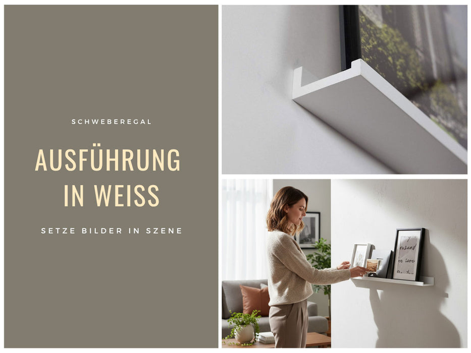 Wandregal Wandboard Freja 2´er Set 45cm Weiß Deko Regal Schweberegal Küchenregal