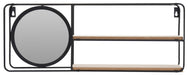 Wandregal mit Spiegel 50x19x10cm Metall Holz Schwarz 2 Ablagen Wandboard