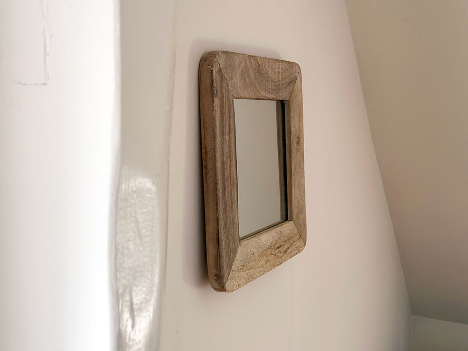 Holz Wandspiegel Dehli Grau 32-32cm Fundholz Holzrahmen Spiegel Wohnzimmer Flur