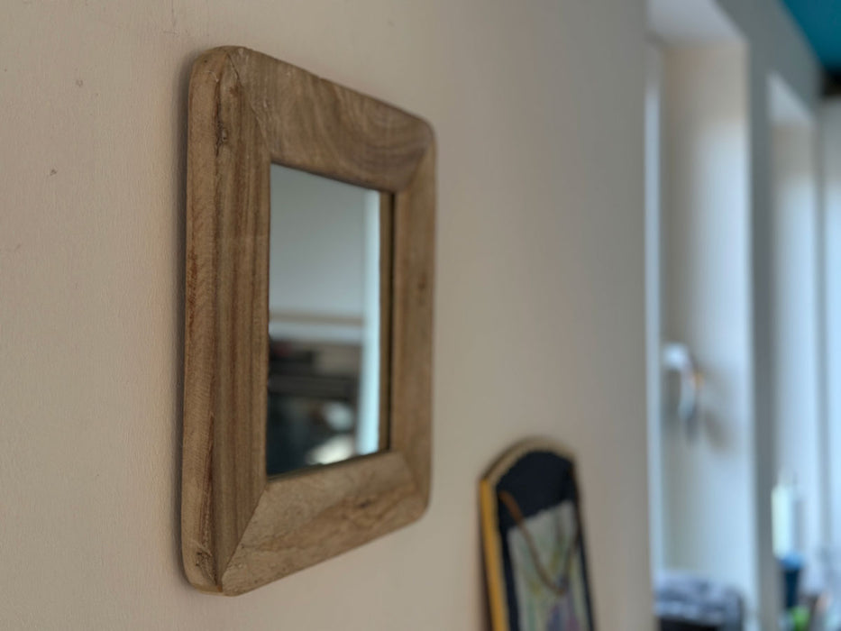 Holz Wandspiegel Dehli Grau 32-32cm Fundholz Holzrahmen Spiegel Wohnzimmer Flur