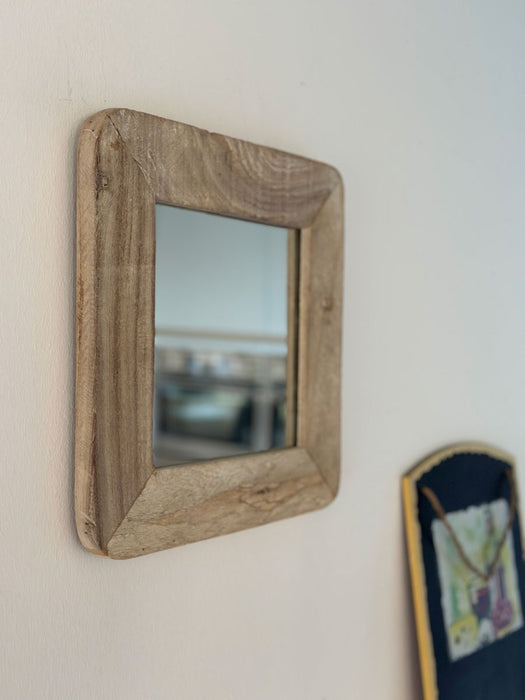 Holz Wandspiegel Dehli Grau 32-32cm Fundholz Holzrahmen Spiegel Wohnzimmer Flur