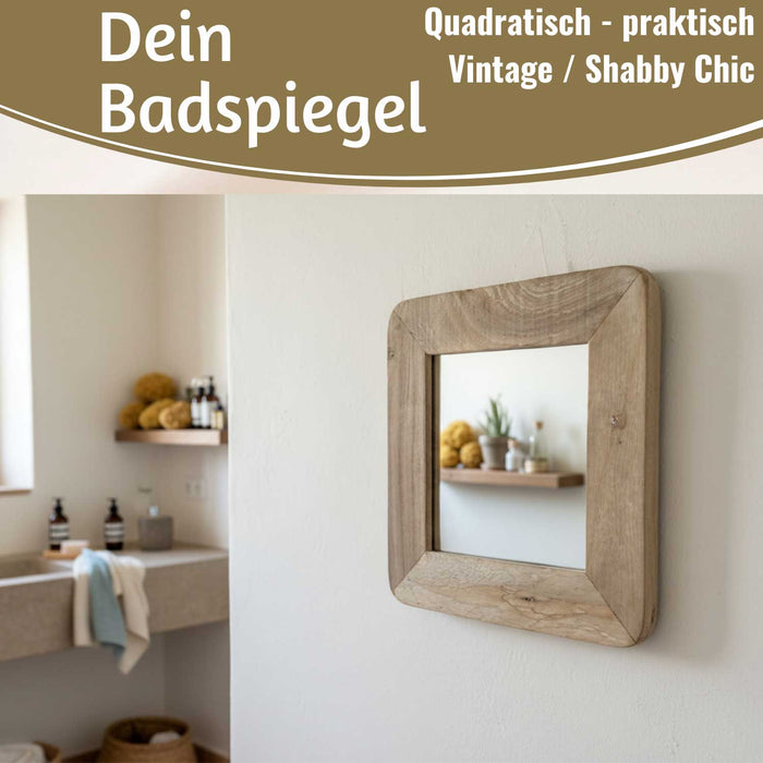 KI-generiertes Bild,Holz Wandspiegel Dehli Grau 32-32cm Fundholz Holzrahmen Spiegel Wohnzimmer Flur