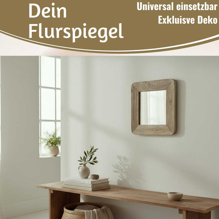 KI-generiertes Bild,Holz Wandspiegel Dehli Grau 32-32cm Fundholz Holzrahmen Spiegel Wohnzimmer Flur