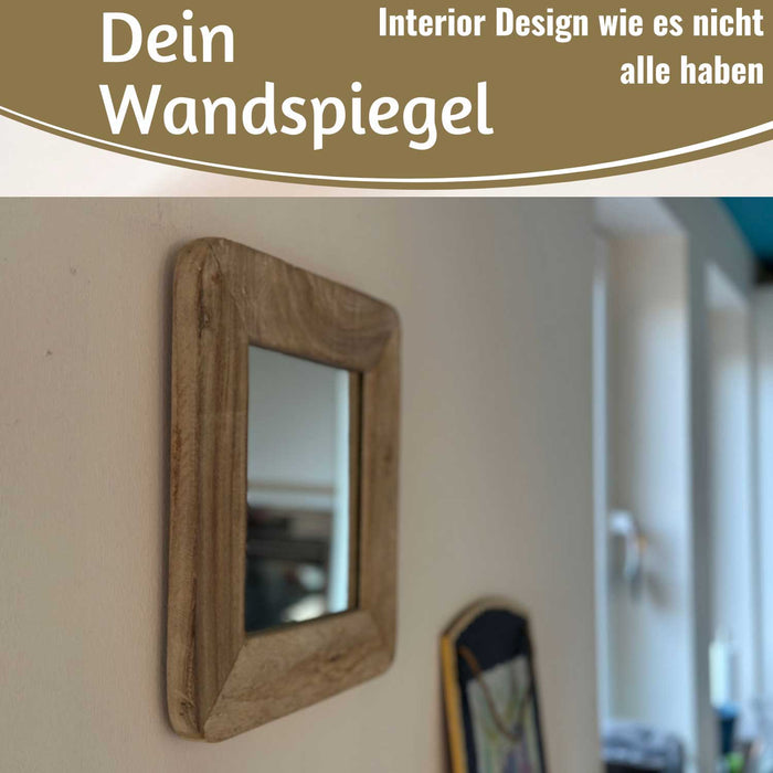 KI-generiertes Bild,Holz Wandspiegel Dehli Grau 32-32cm Fundholz Holzrahmen Spiegel Wohnzimmer Flur