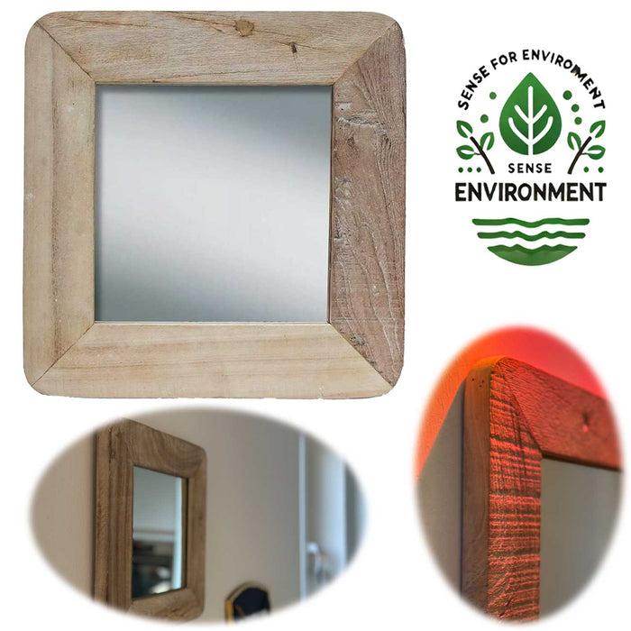 Holz Wandspiegel Dehli Grau 32-32cm Fundholz Holzrahmen Spiegel Wohnzimmer Flur