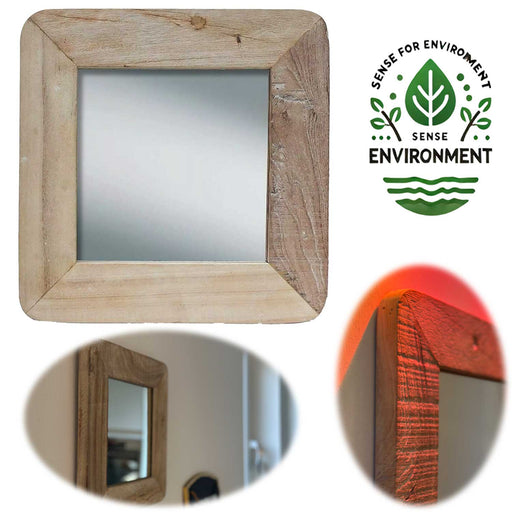 Holz Wandspiegel Dehli Grau 32-32cm Fundholz Holzrahmen Spiegel Wohnzimmer Flur