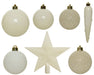 KI-generiertes Bild,33 Christbaumkugeln Kunststoff Woll-Weiß Spitze Stern Weihnachtskugeln