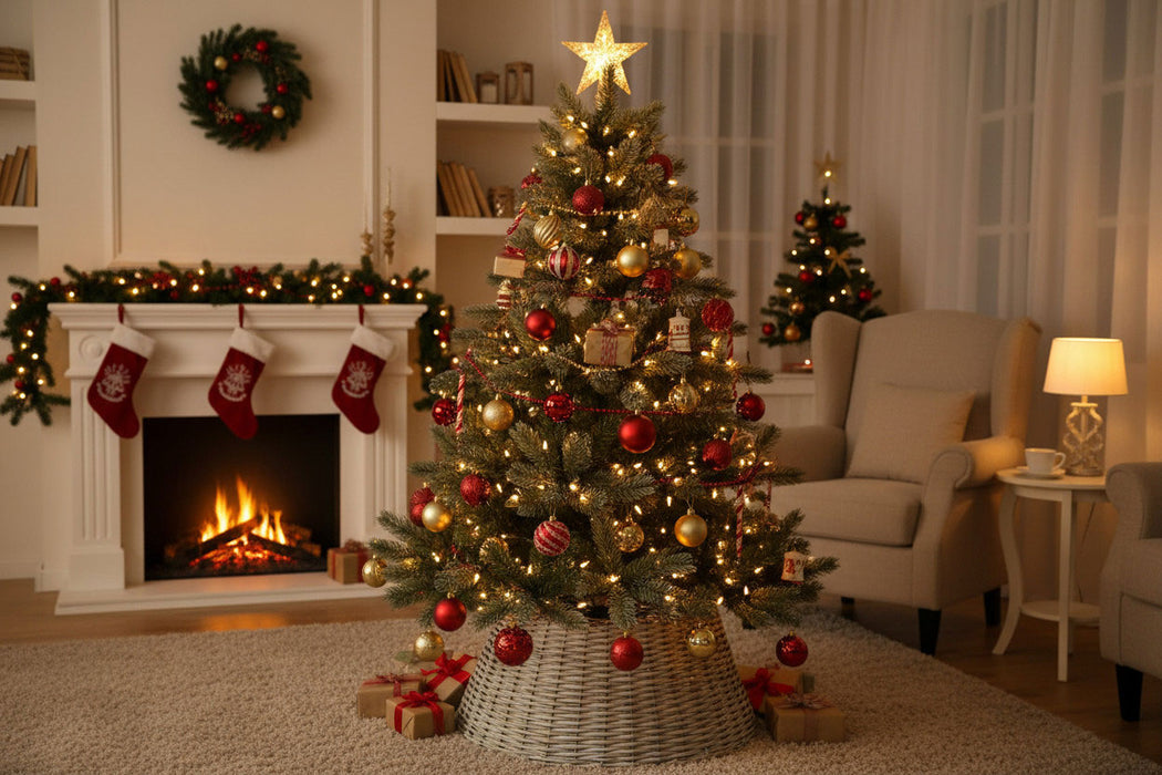 Weihnachtsbaum Rock Weide 57cm Grau Christmas Tree Skirt Christbaumständer