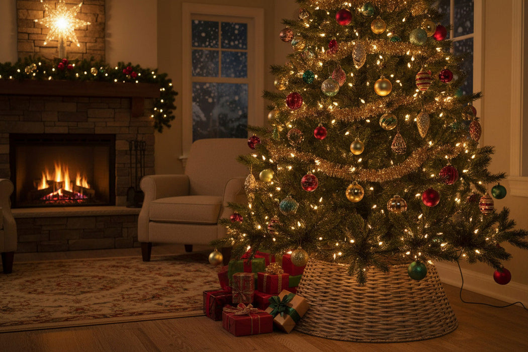 Weihnachtsbaum Rock Weide 57cm Grau Christmas Tree Skirt Christbaumständer