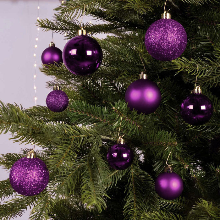 30 Kunststoff Weihnachtskugeln Lila Feige 4cm-6cm Baumkugel Dekokugel