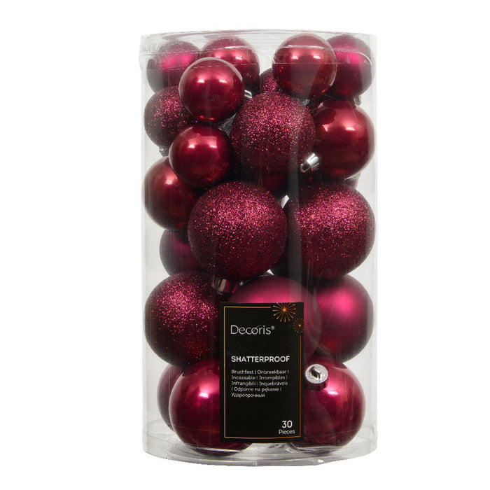30 Kunststoff Weihnachtskugeln Festive Pink 4cm-6cm Baumkugel Dekokugel
