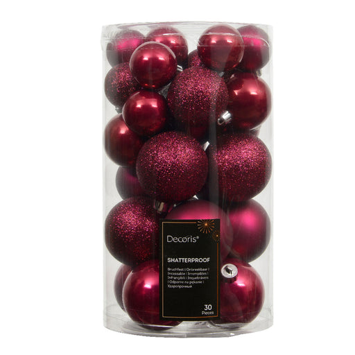 KI-generiertes Bild,30 Kunststoff Weihnachtskugeln Festive Pink 4cm-6cm Baumkugel Dekokugel