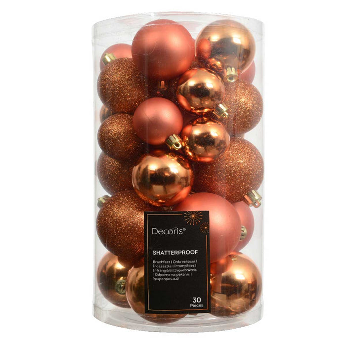30 Kunststoff Weihnachtskugeln Orange 4cm-6cm Baumkugel Dekokugel