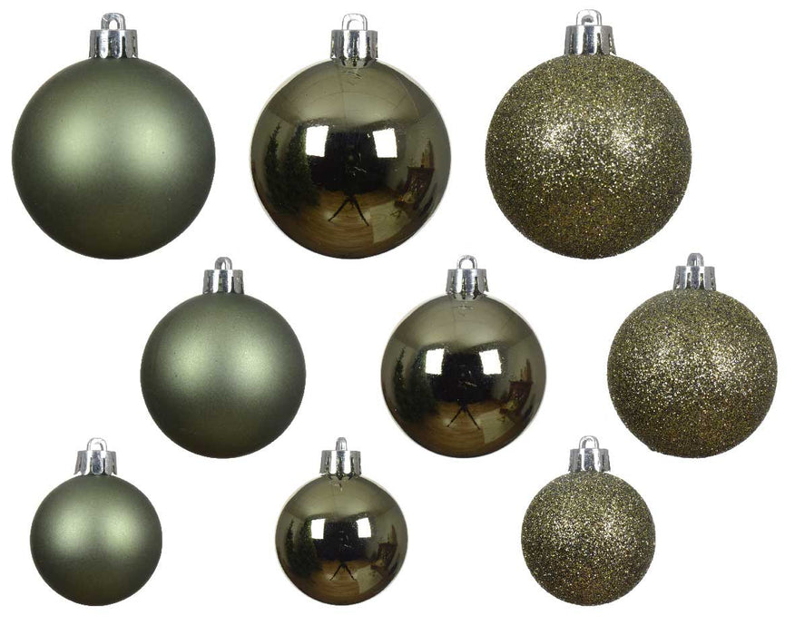 30 Kunststoff Weihnachtskugeln Grün Rosmarin 4cm-6cm Baumkugel Dekokugel