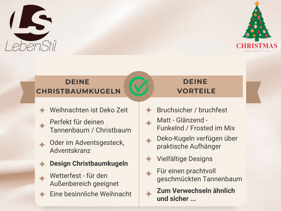 30 Kunststoff Weihnachtskugeln Orange 4cm-6cm Baumkugel Dekokugel