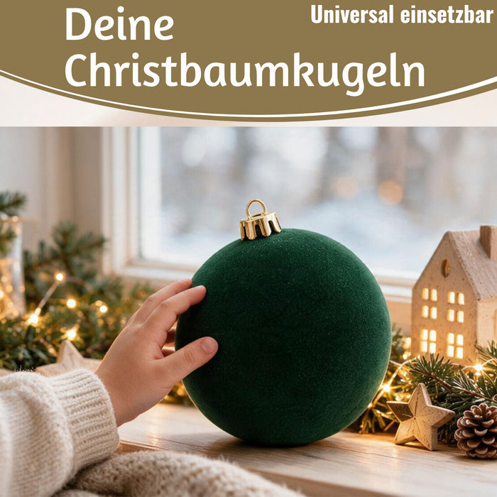 KI-generiertes Bild,8 XL Design Weihnachtskugeln 8cm Samt Bordeaux Rot Kunststoff Baumkugel Deko