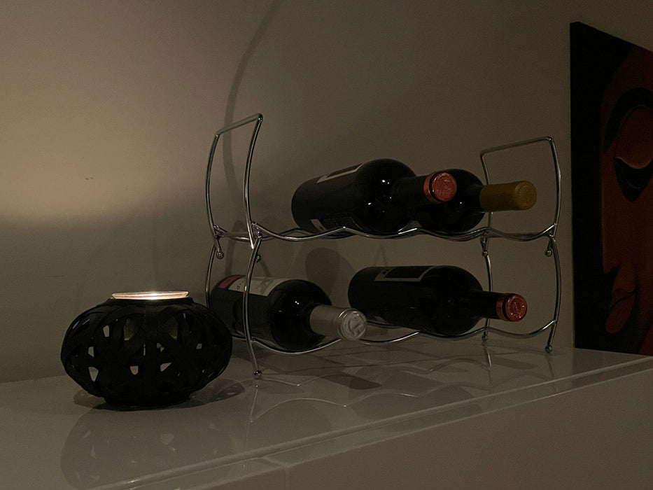 3x Metall Weinregal 12 Flaschen Silber Stapelbar Flaschenständer Flaschenregal