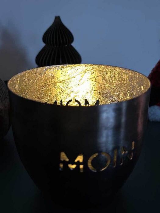 XL Metall Teelichthalter Moin 9cm Silber Votiv Kerzenhalter Windlicht