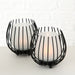 2x Eisen Windlicht Gläser Schwarz Set Milch-Glas Teelichthalter Teelichtglas