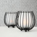 2x Eisen Windlicht Gläser Schwarz Set Milch-Glas Teelichthalter Teelichtglas