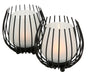 2x Eisen Windlicht Gläser Schwarz Set Milch-Glas Teelichthalter Teelichtglas