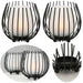 2x Eisen Windlicht Gläser Schwarz Set Milch-Glas Teelichthalter Teelichtglas