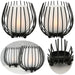 2x Eisen Windlicht Gläser Schwarz Set Milch-Glas Teelichthalter Teelichtglas