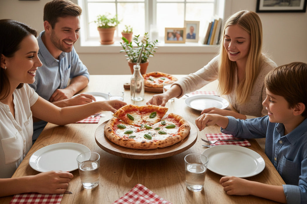 Premium Holz Servierplatte 37cm Akazie Drehteller drehbar Drehtablett Drehplatte