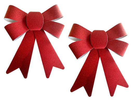 2x XXL Weihnachtsschleife Set 29cm Rot - funkelnd Schleife für Weihnachts-Deko