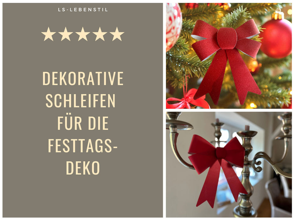 2x XXL Weihnachtsschleife Set 29cm Rot - funkelnd Schleife für Weihnachts-Deko