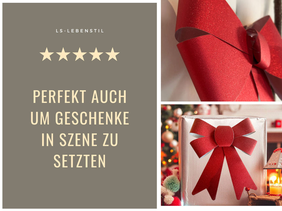 2x XXL Weihnachtsschleife Set 29cm Rot - funkelnd Schleife für Weihnachts-Deko