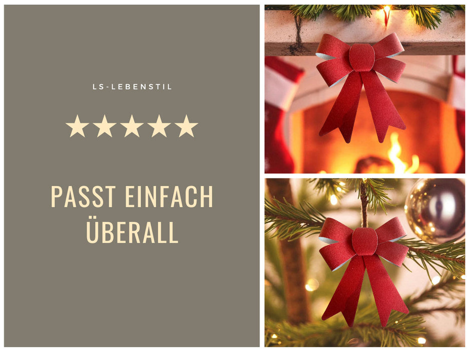 2x XL Weihnachtsschleife Set 17cm Rot - funkelnd Schleife für Weihnachts-Deko