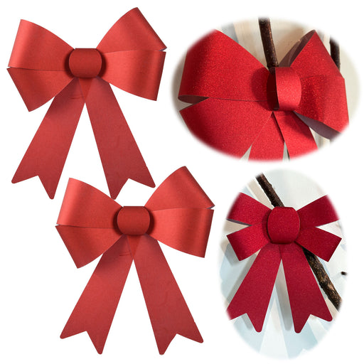 2x XL Weihnachtsschleife Set 17cm Rot - funkelnd Schleife für Weihnachts-Deko