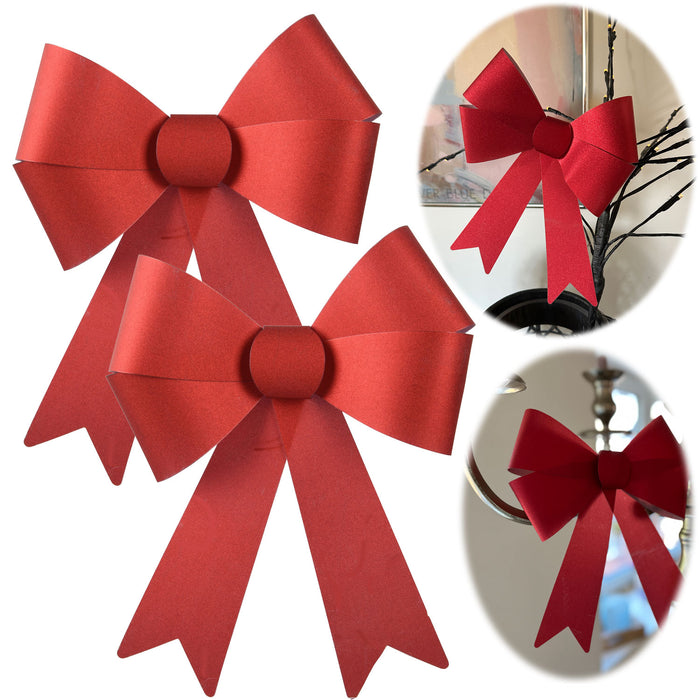 KI-generiertes Bild 2x XXL Weihnachtsschleife Set 29cm Rot - funkelnd Schleife für Weihnachts-Deko