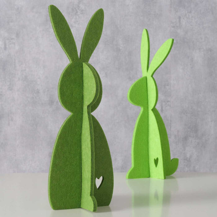 2x XL Filz Osterhasen Aufsteller Grün 30cm Groß Figur Hase Ostern zum Hinstellen