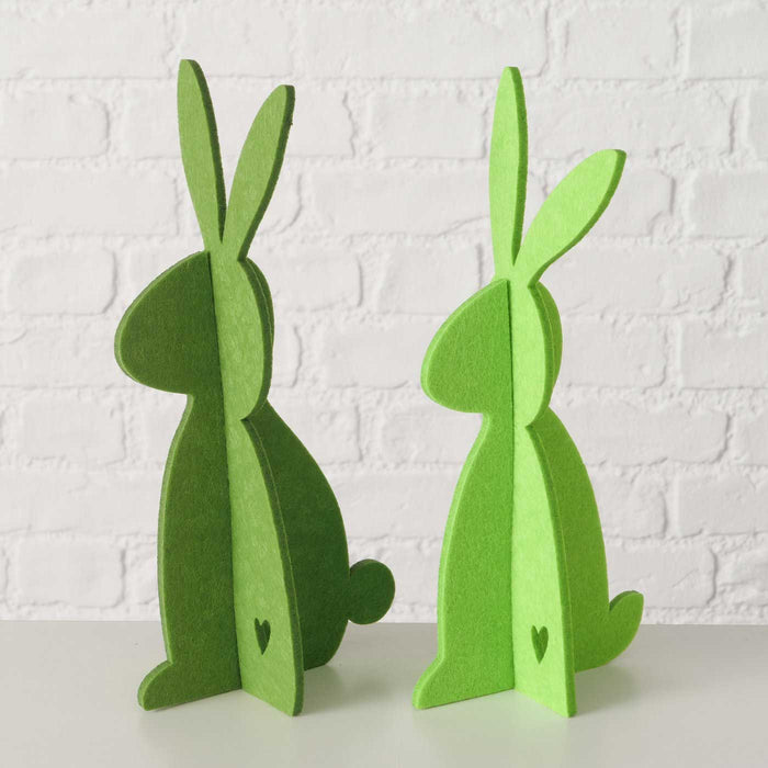 2x XL Filz Osterhasen Aufsteller Grün 30cm Groß Figur Hase Ostern zum Hinstellen