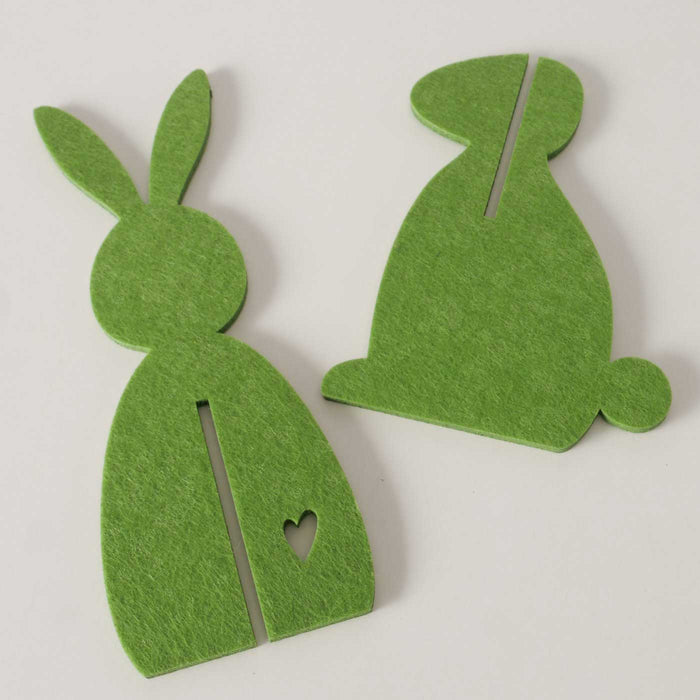 2x XL Filz Osterhasen Aufsteller Grün 30cm Groß Figur Hase Ostern zum Hinstellen