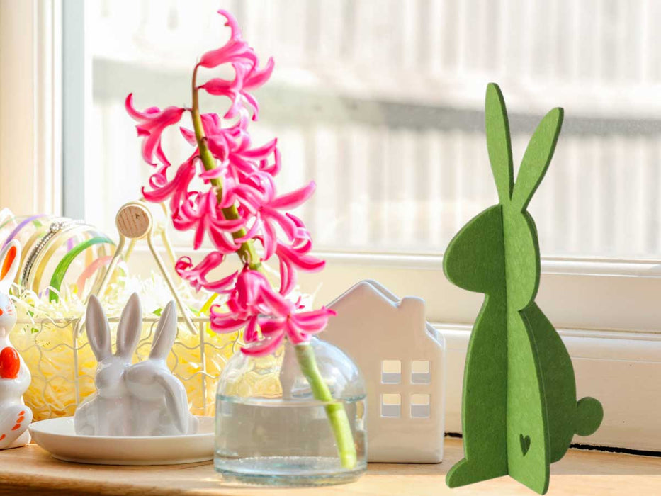2x XL Filz Osterhasen Aufsteller Grün 30cm Groß Figur Hase Ostern zum Hinstellen