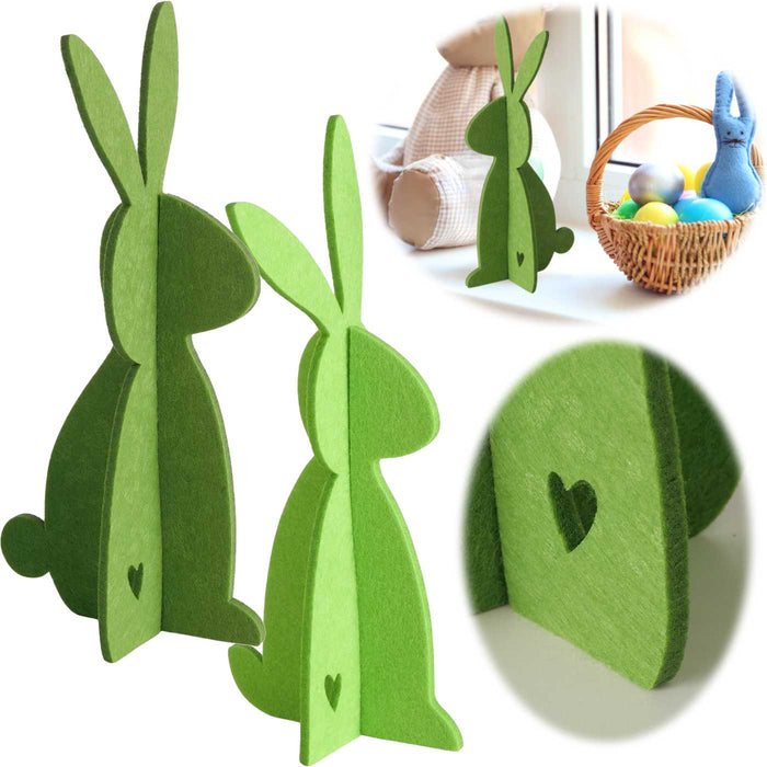 2x XL Filz Osterhasen Aufsteller Grün 30cm Groß Figur Hase Ostern zum Hinstellen
