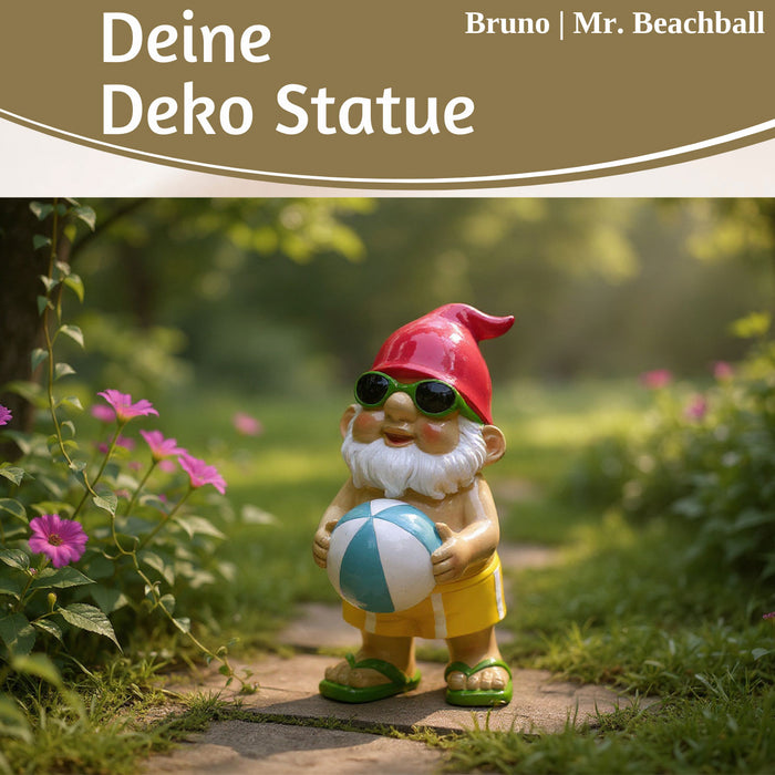 XL Deko Figur Gartenzwerg Beachball 20cm Gnom Skulptur Gartenstatue Statue Objekt