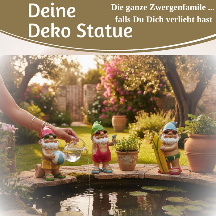 KI-generiertes Bild,XL Deko Figur Gartenzwerg Beachball 20cm Gnom Skulptur Gartenstatue Statue Objekt
