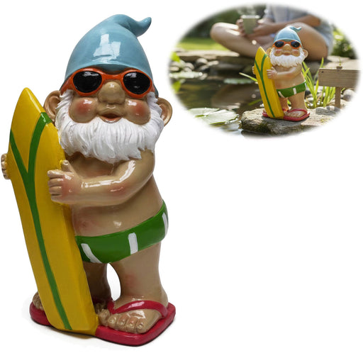 XL Deko Figur Gartenzwerg Surfer 20cm Gnom Skulptur Gartenstatue Statue Objekt