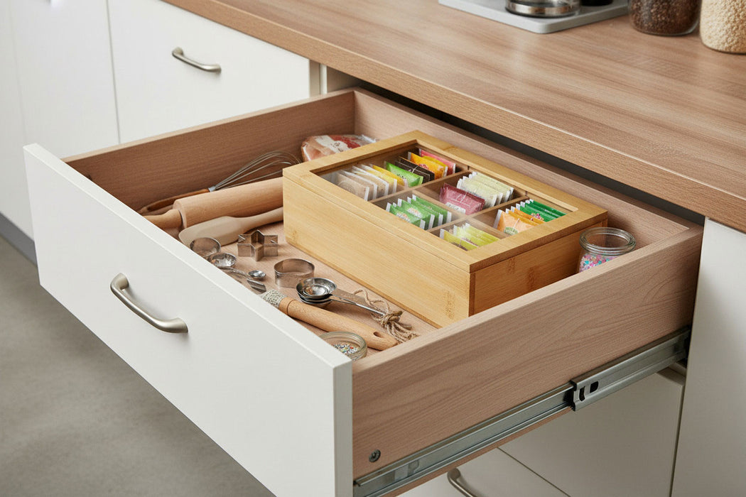 Holz Aufbewahrungsbox Teebox 6 Fächer mit Deckel Schmuckkiste Teekiste Teekasten