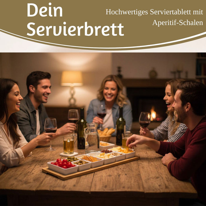 KI-generiertes Bild,XL Tapas Snacktablett Snackteller 9-fach Set 58cm Eckig Serviertablett Snackschalen